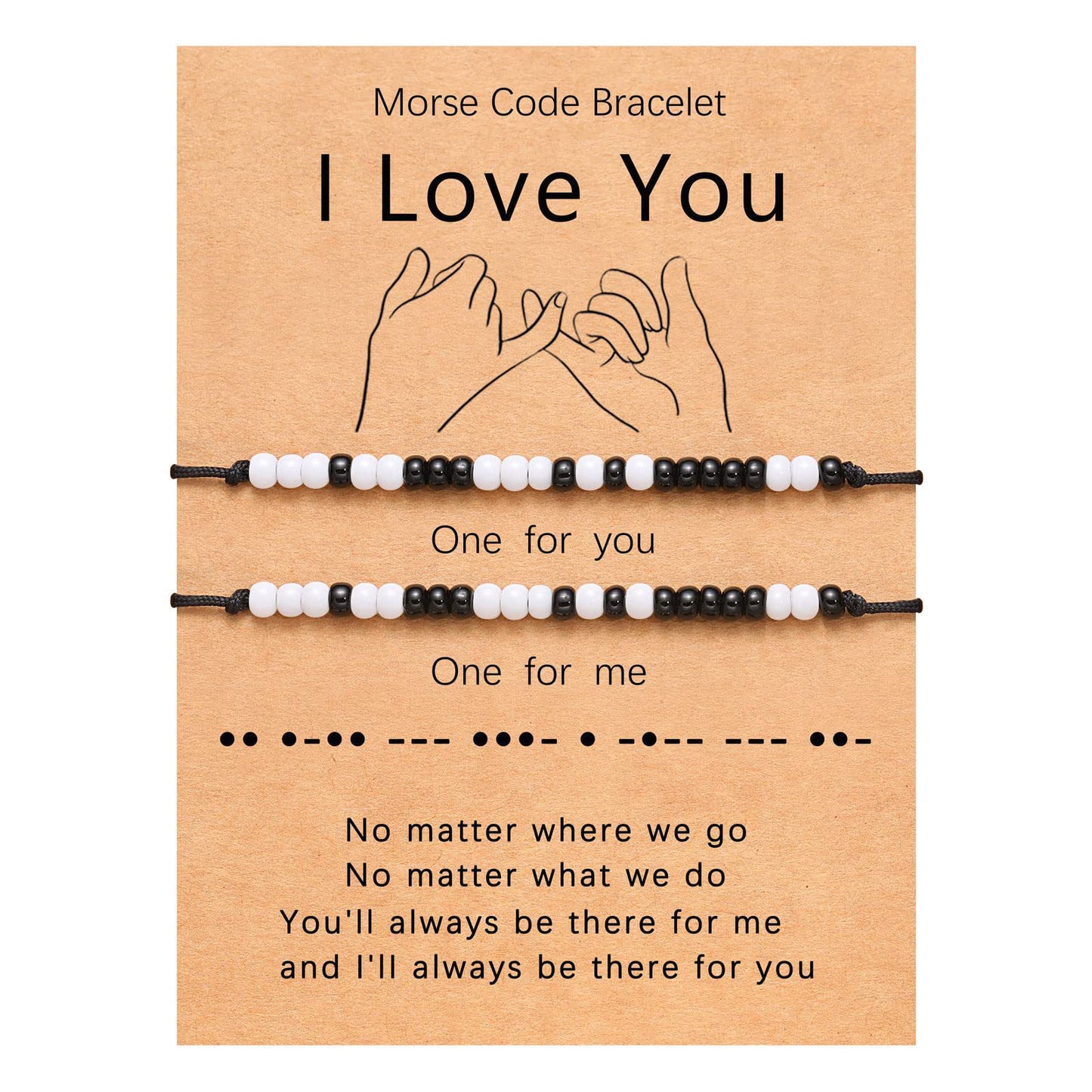 Minimalist Geometric Acrylic Beaded Bracelet Set with Morse Code I Love You Design for Couples