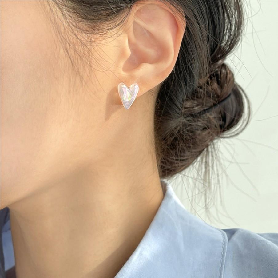 Sweet Minimalist 925 Sterling Silver Irregular Heart Geometric Pearl Earrings
