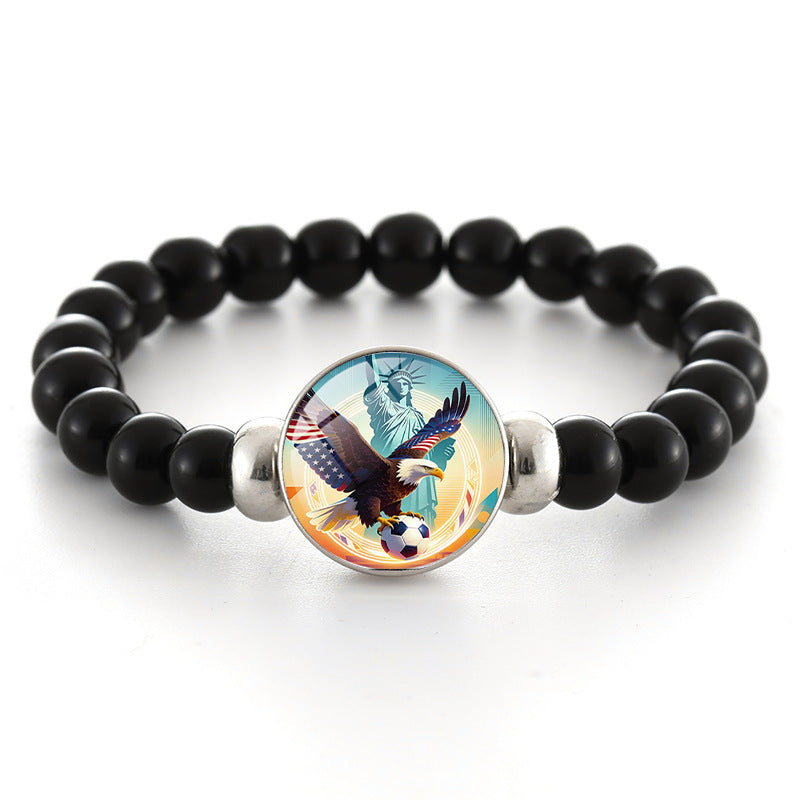 Unisex Geometric Round Crystal Beaded Bracelet World Cup Commemorative Jewelry