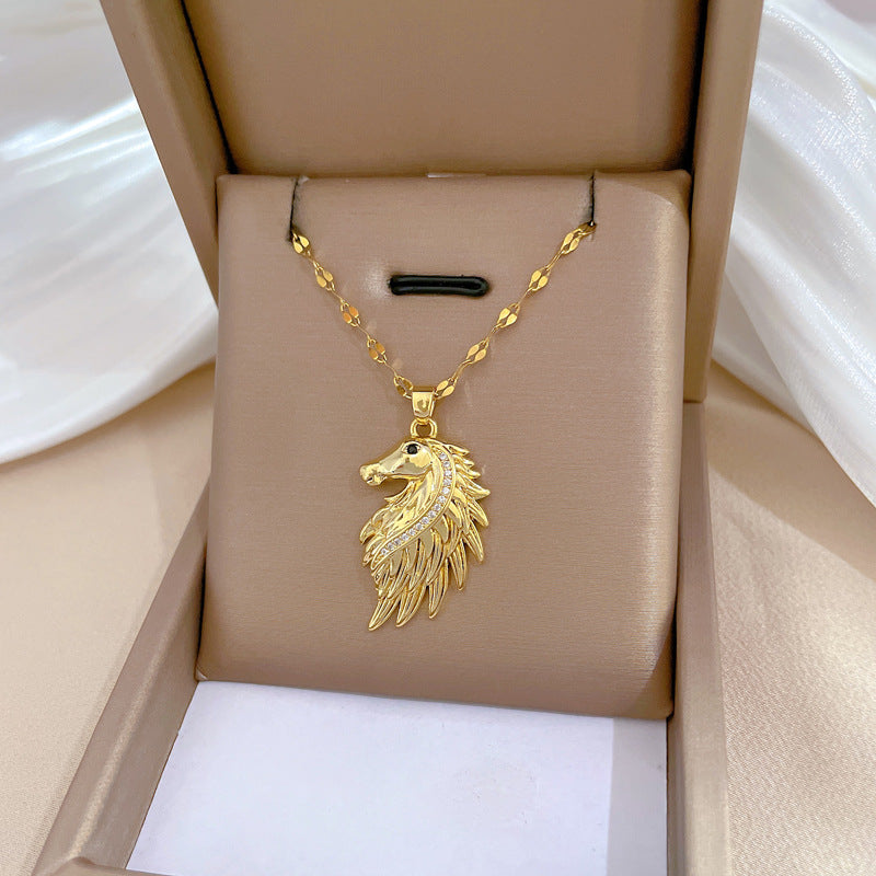 Collana con Pendente a Luna Geometrica Minimalista per Uomo e Donna, Catena Snake in Acciaio Inossidabile con Eleganti Accenti di Strass Completi