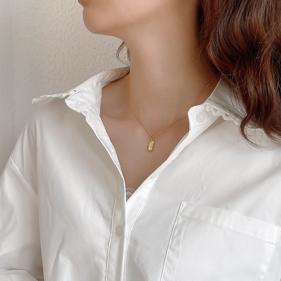 Irregular Geometric Shape 925 Sterling Silver Necklace with Minimalist and Fresh Sweet Style