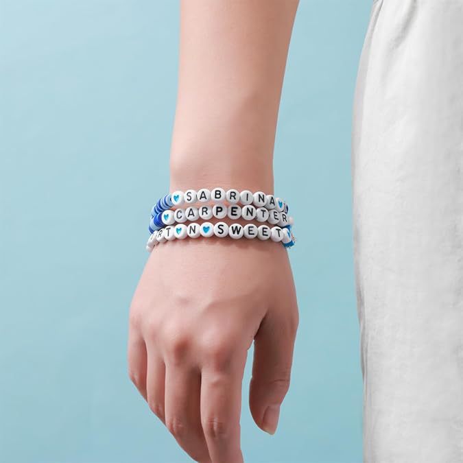Sweet Geometric Letter Resin Bracelet with Pearl Inlay Unisex Handmade Jewelry