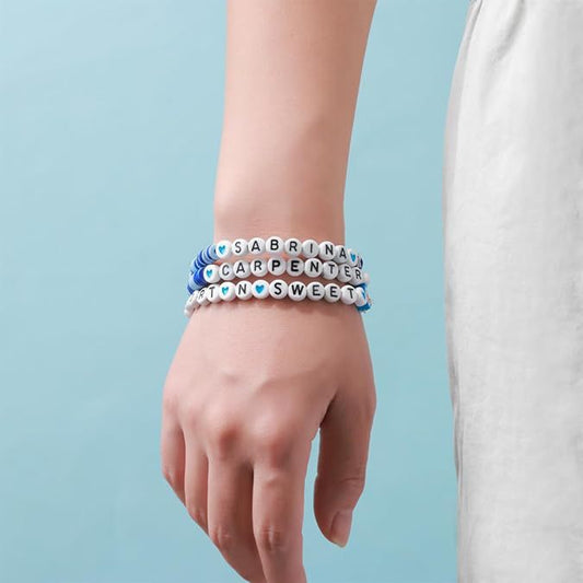 Sweet Geometric Letter Resin Bracelet with Pearl Inlay Unisex Handmade Jewelry