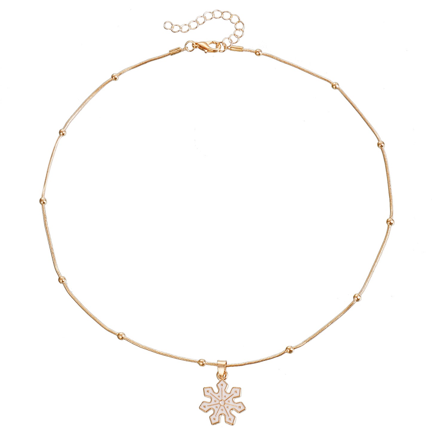 Vintage Christmas Necklace for Women with Geometric Pendant, Electroplated Metal Choker Chain, Santa and Snowflake Enamel Design