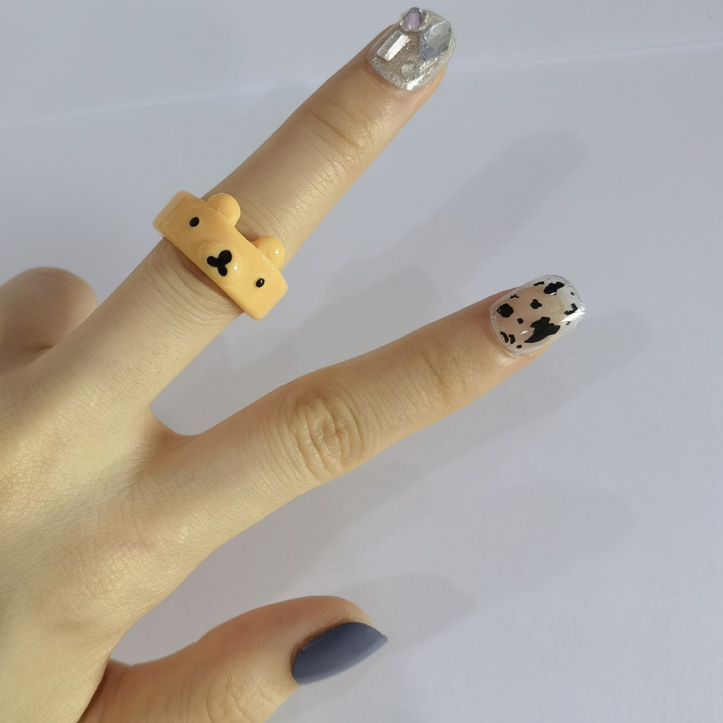 Anillo de rana de resina estilo vintage dulce y fresco para mujer