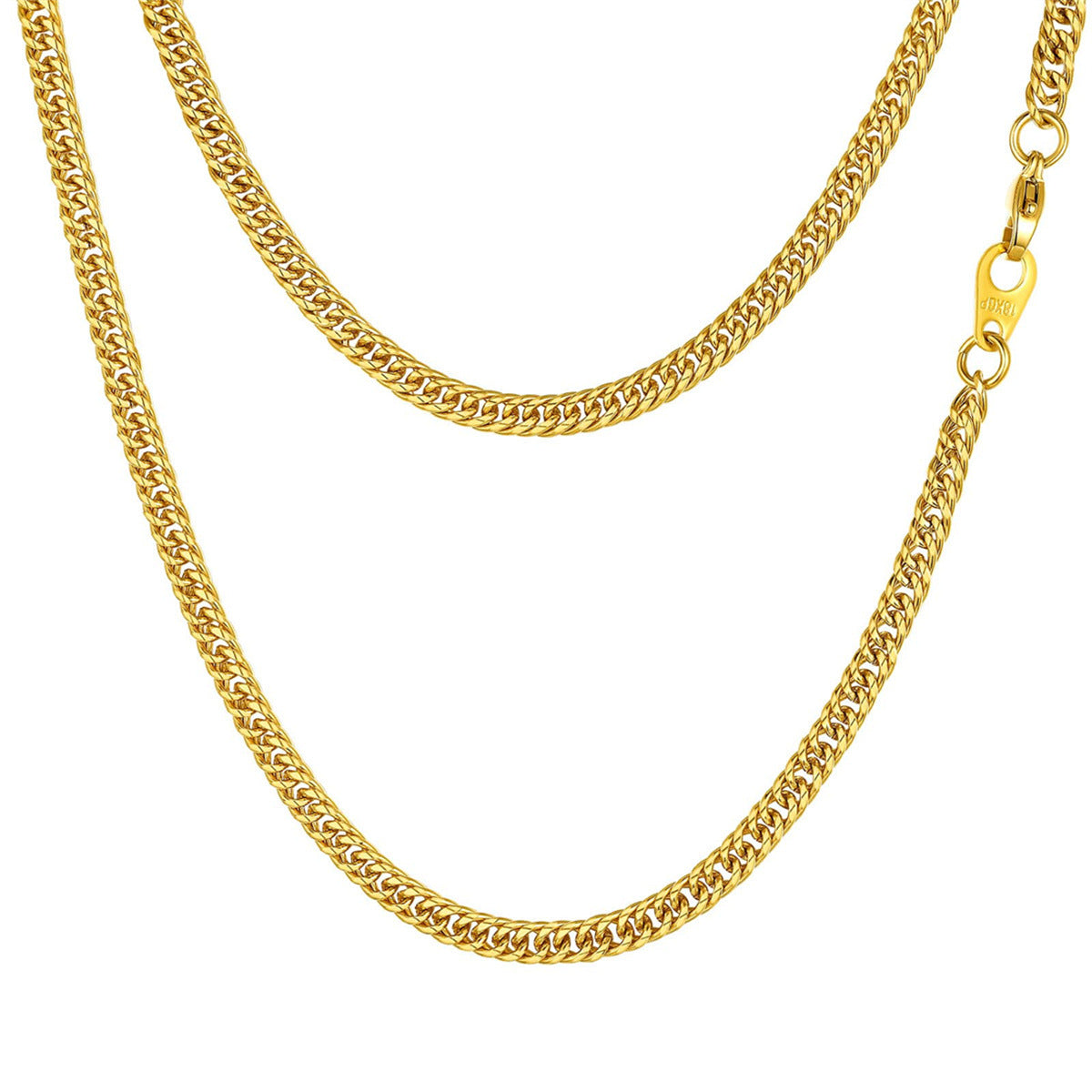 Men's Geometric Cuban Chain Necklace in Stainless Steel with Electroplating Finish for Everyday Wear
