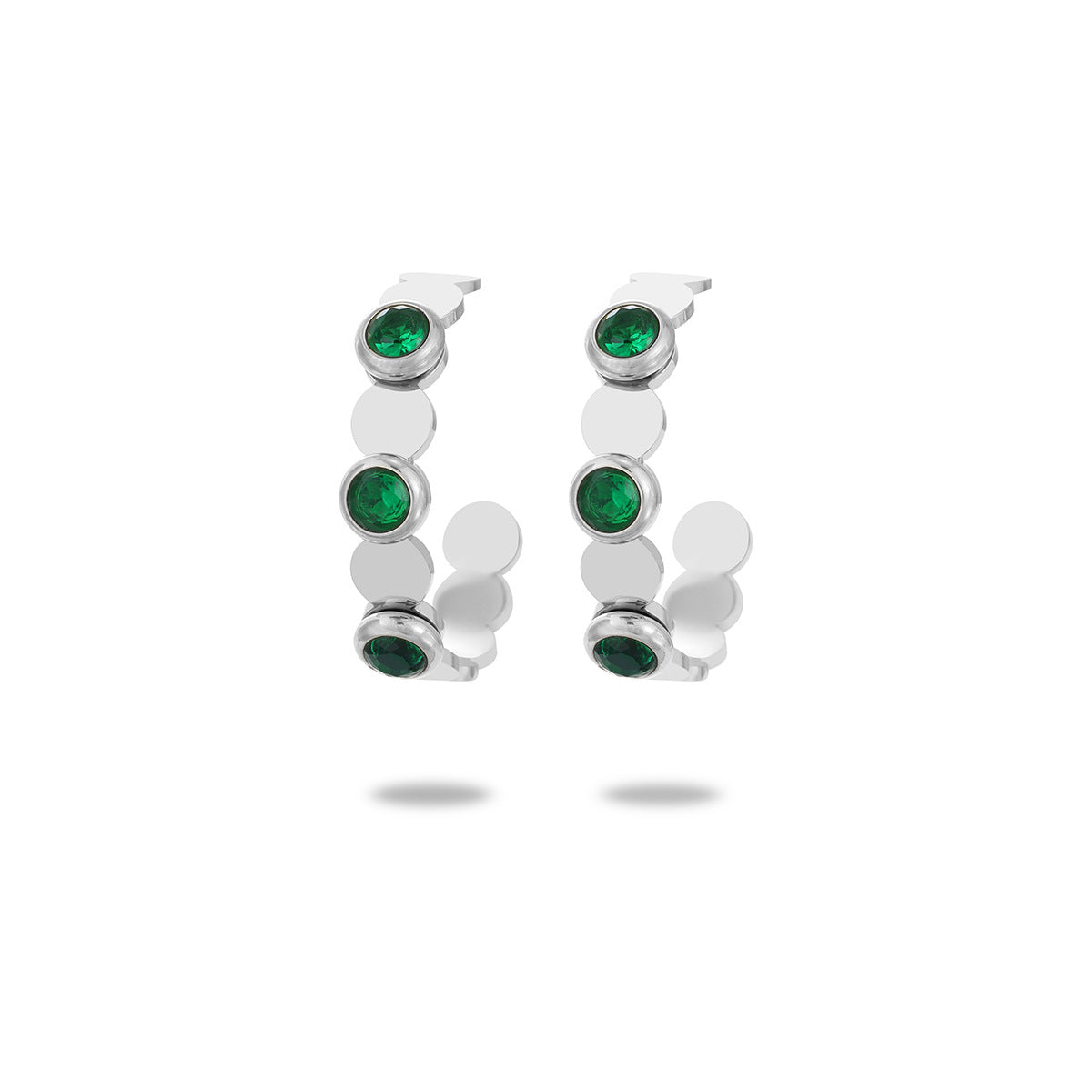 Pendientes de Acero Inoxidable Geométricos de Moda para Mujer con Chapado en Oro de 18K e Incrustaciones de Zirconia
