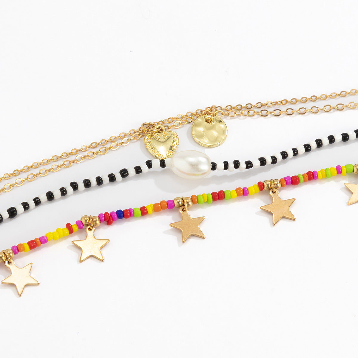 Collar de Resina en Forma de Corazón Estilo Vacaciones para Mujer con Colgante de Aleación Chapado en Oro y Cadena de Cuentas