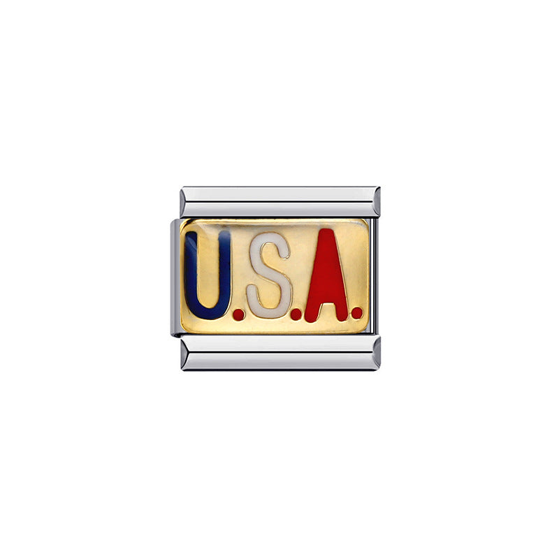 Sweet Cartoon Plated Stainless Steel DIY Charm Bar Bracelet Unisex