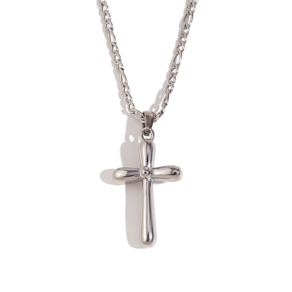 Minimalist Fashion Stainless Steel Plated 18K Gold Hollow Heart and Cross Pendant Necklace for Women