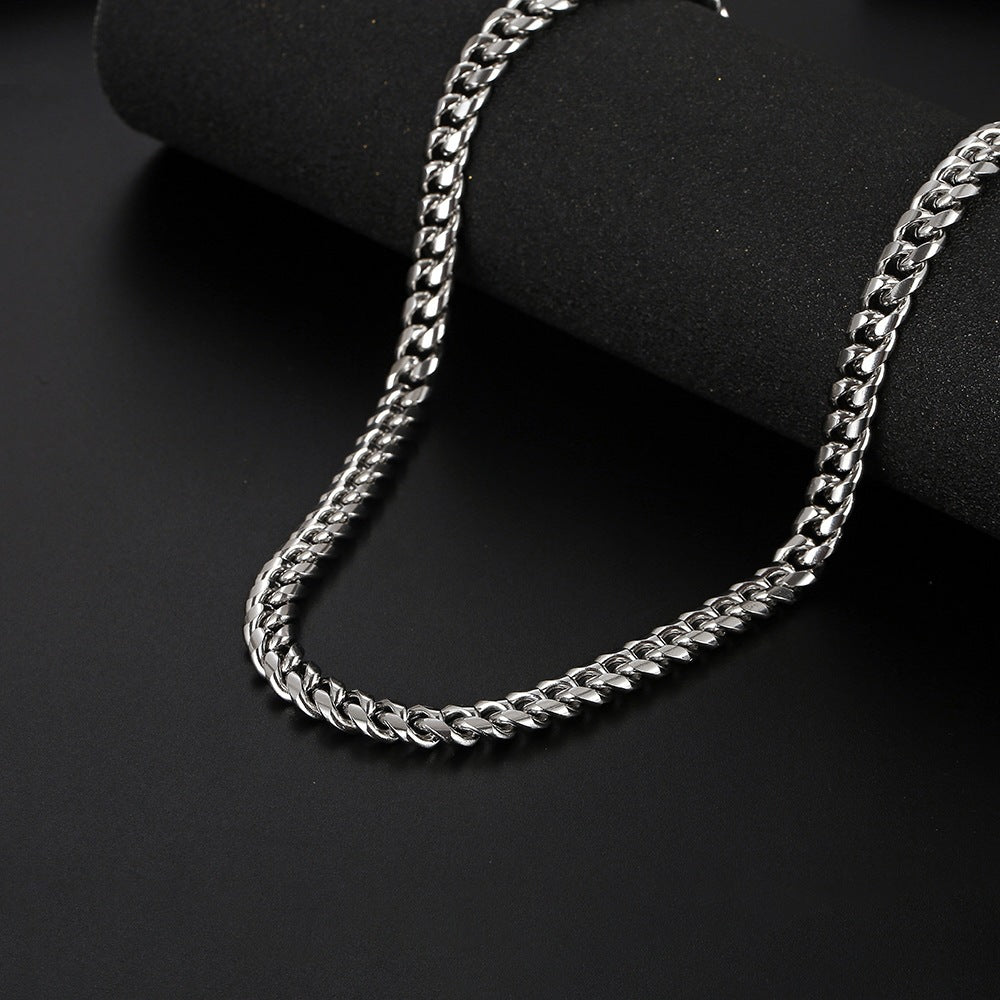 Hip Hop Style U-Shaped Cuban Link Necklace for Men Stainless Steel Plated Zinc Alloy Pendant