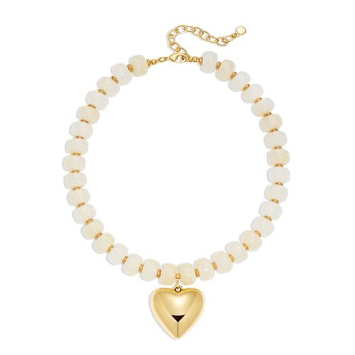 Vintage Bohemian Heart Resin Acrylic Pendant Necklace for Women