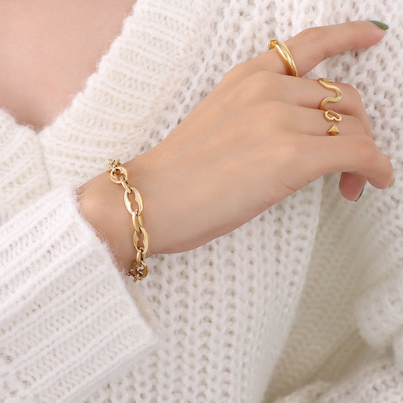 Set di collane a strati geometriche minimaliste in acciaio al titanio con placcatura in oro 18 carati da donna