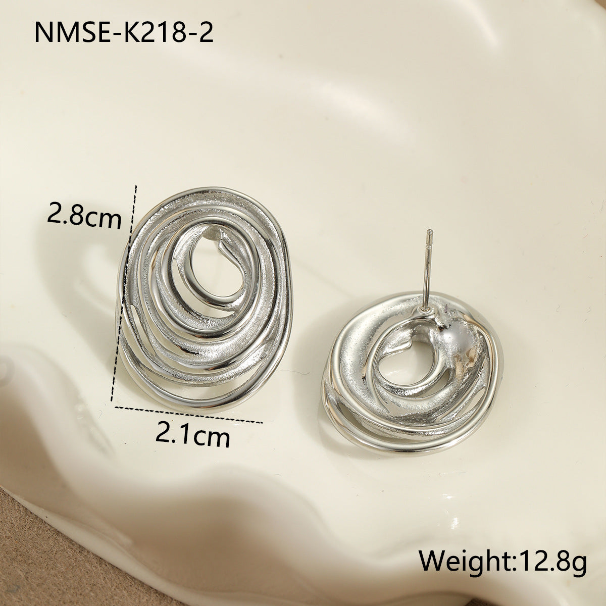 Orecchini da donna minimalisti in acciaio inossidabile con spirale geometrica e finitura placcata