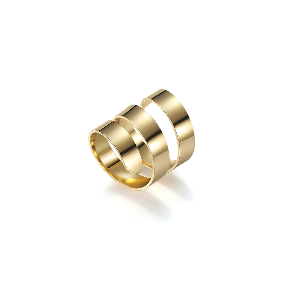 Anillo de acero inoxidable con espiral geométrica y acabado chapado para hombre, joya minimalista y elegante de banda de acero de titanio