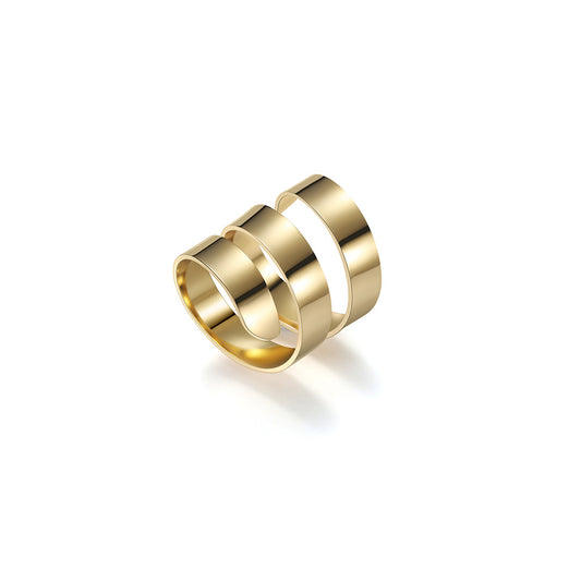Anillo de acero inoxidable con espiral geométrica y acabado chapado para hombre, joya minimalista y elegante de banda de acero de titanio