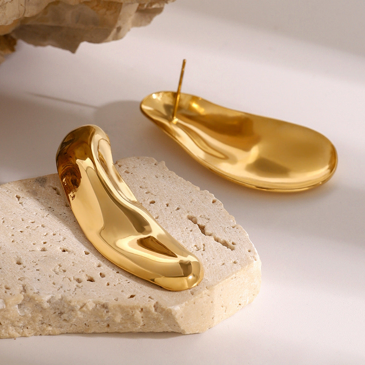 Vintage 18K Gold Plated Geometric Stainless Steel Earrings