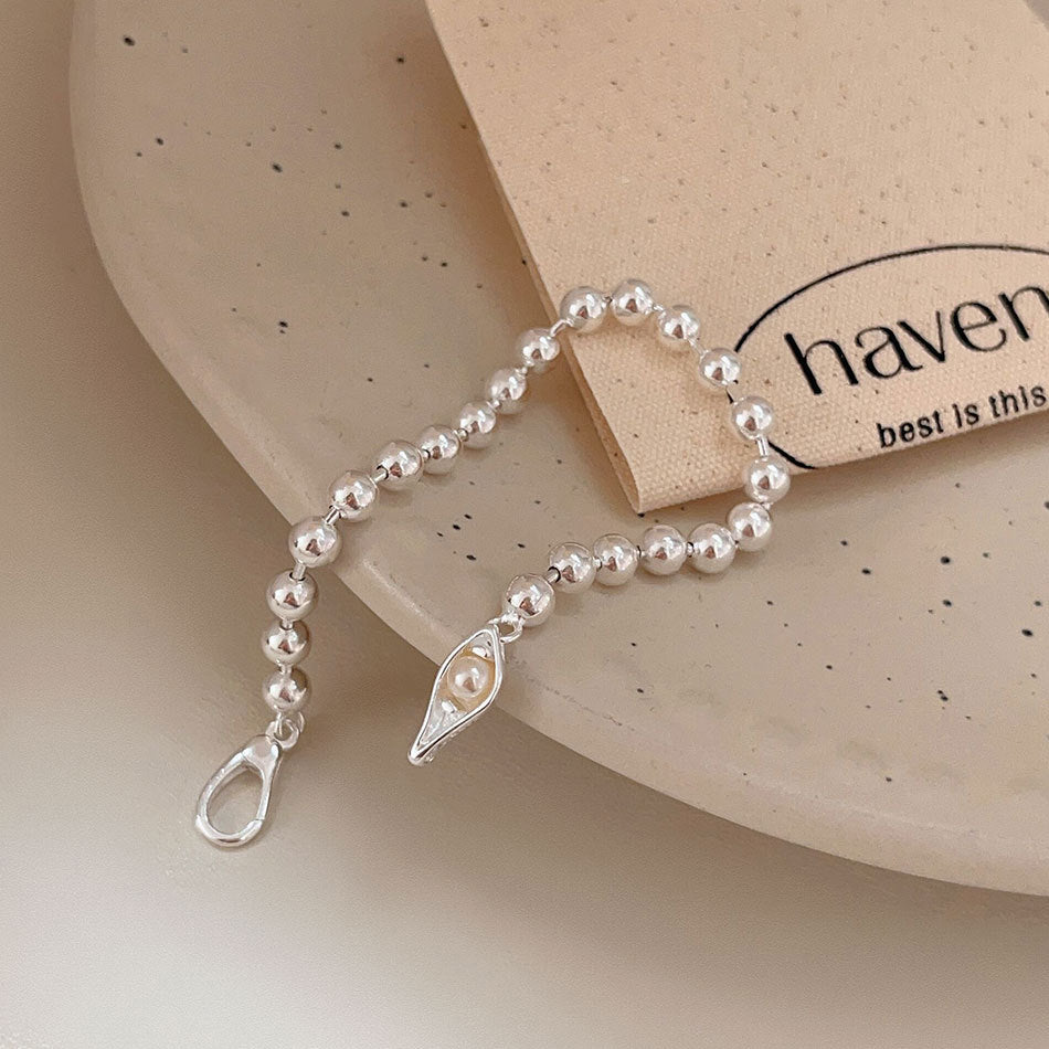 Pulsera Minimalista Geométrica de Perlas y Bolitas en Plata de Ley 925 con Baño