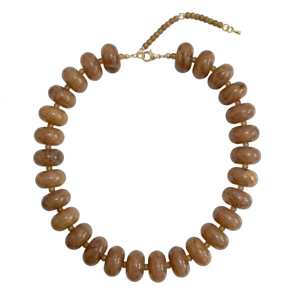 Bohemian Geometric Acrylic Pendant Brass Ball Chain Necklace for Women