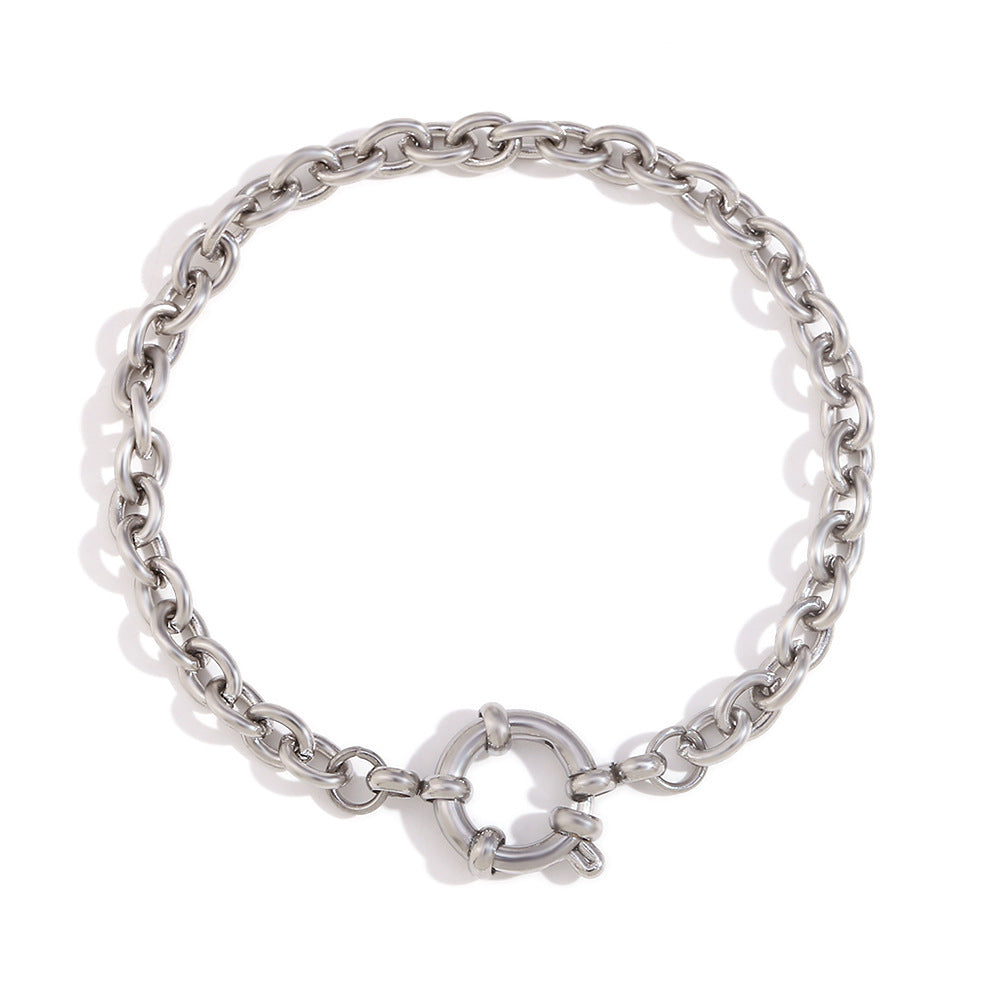 Minimalist Geometric Stainless Steel Plated 18K Gold Blade Chain Bracelet with Spring Clip Closure