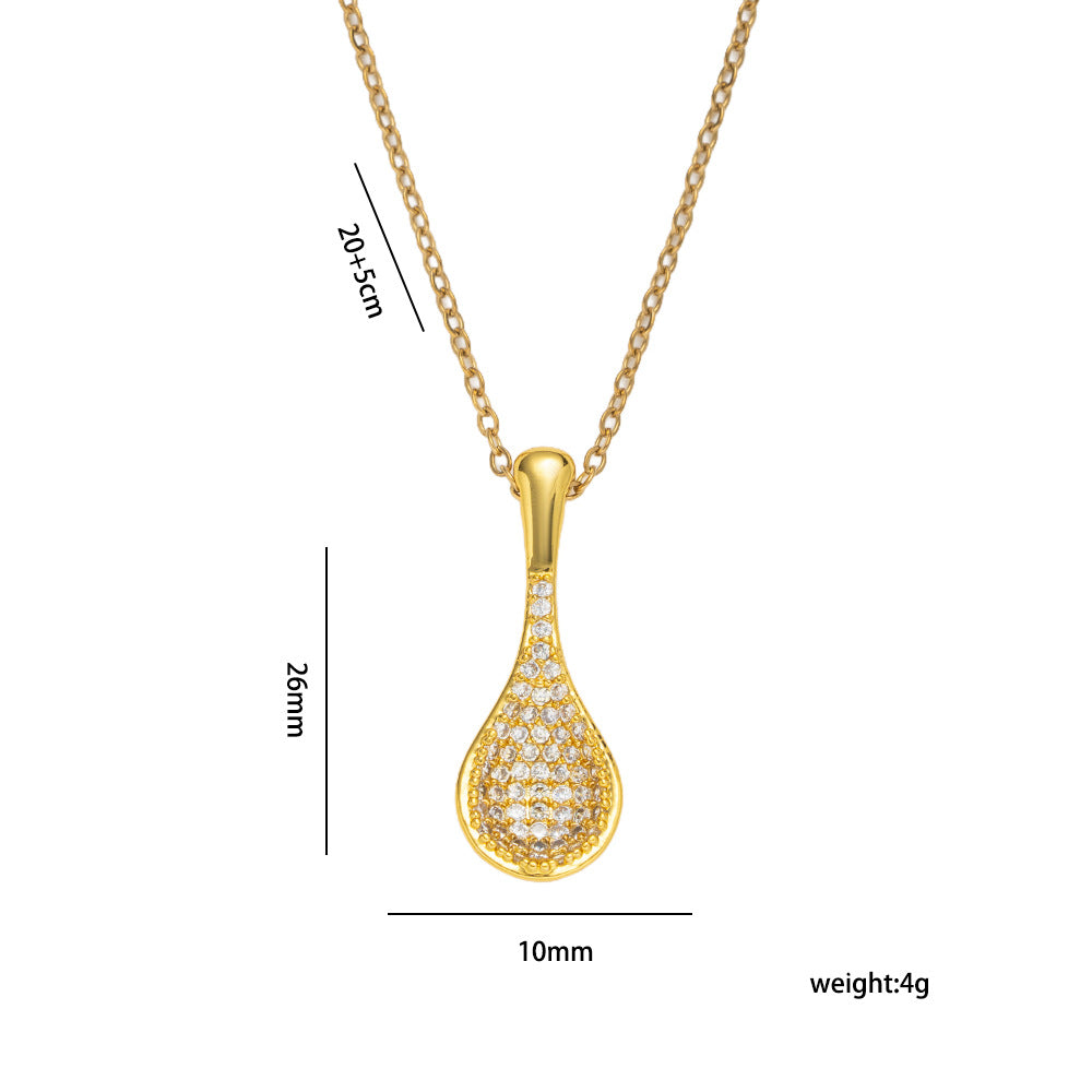 Collar con Colgante de Lujo en Forma de Abanico para Mujer con Cobre Bañado en Oro e Incrustaciones de Pedrería en Cadena Tipo O