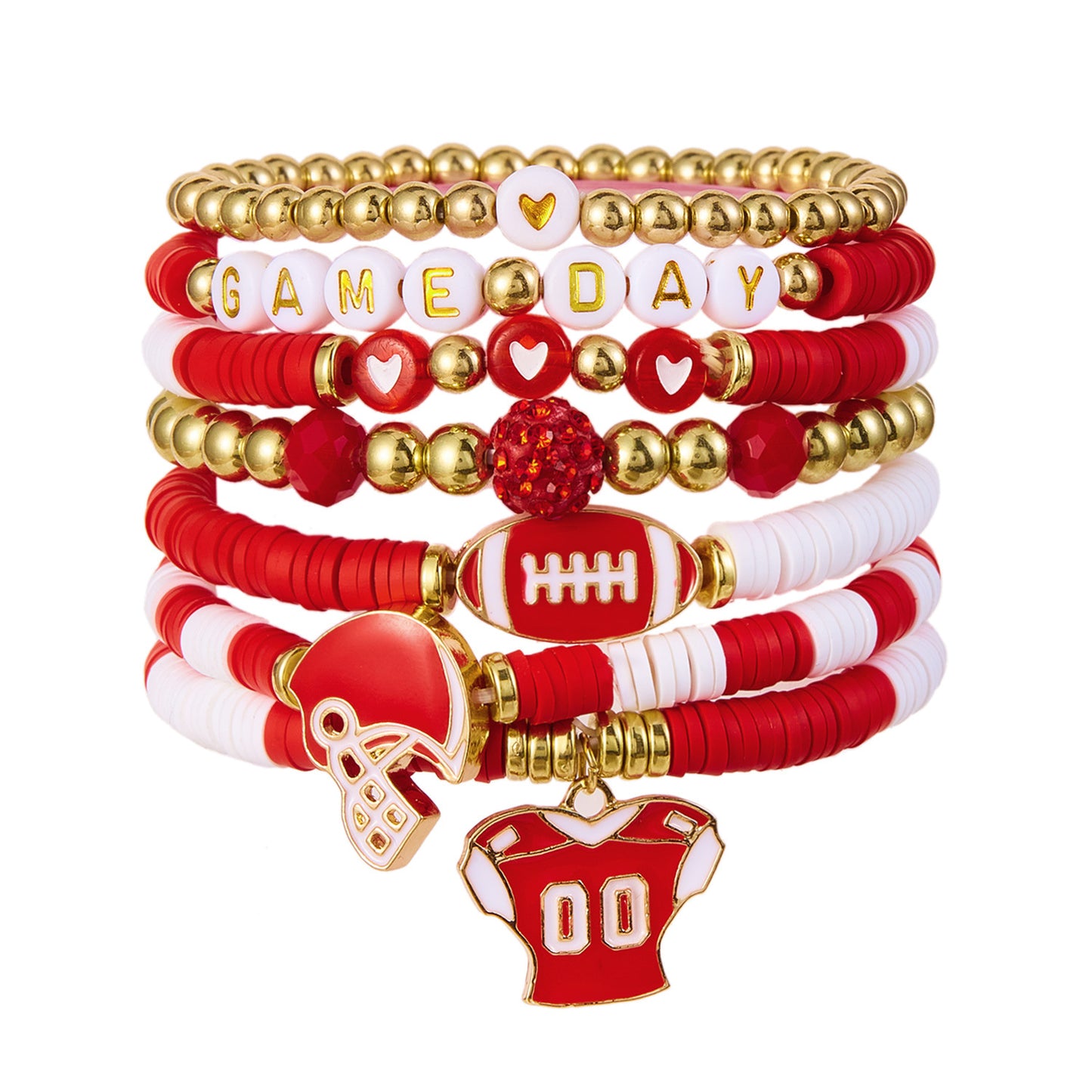 Pulsera unisex de goma con cuentas acrílicas y dijes de números con temática de fútbol para el día del partido o como regalo para mamá deportista