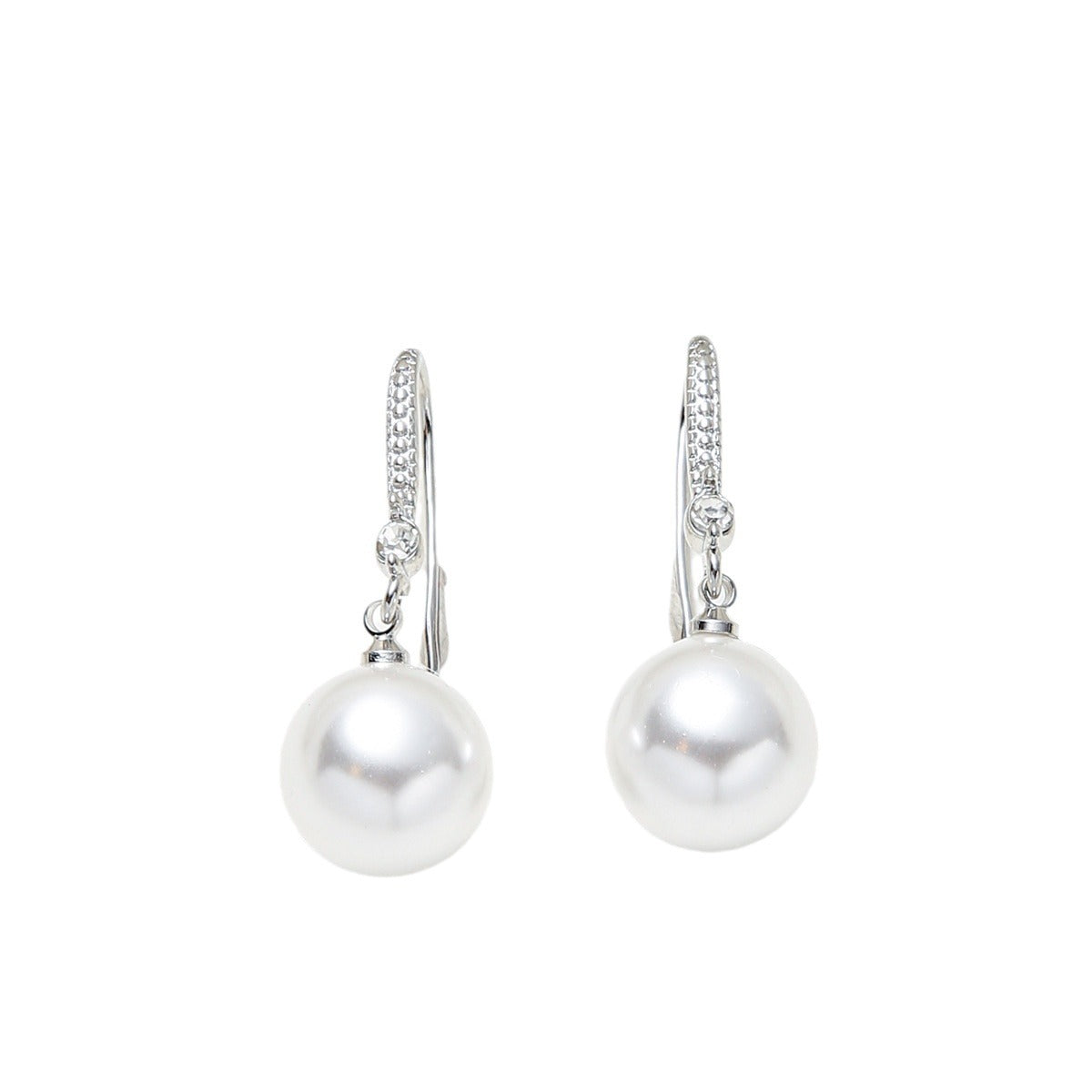 Minimalist Teardrop-Shaped Pearl and Zirconia Inlay Stud Earrings in Copper with Elegant Sophisticated Design