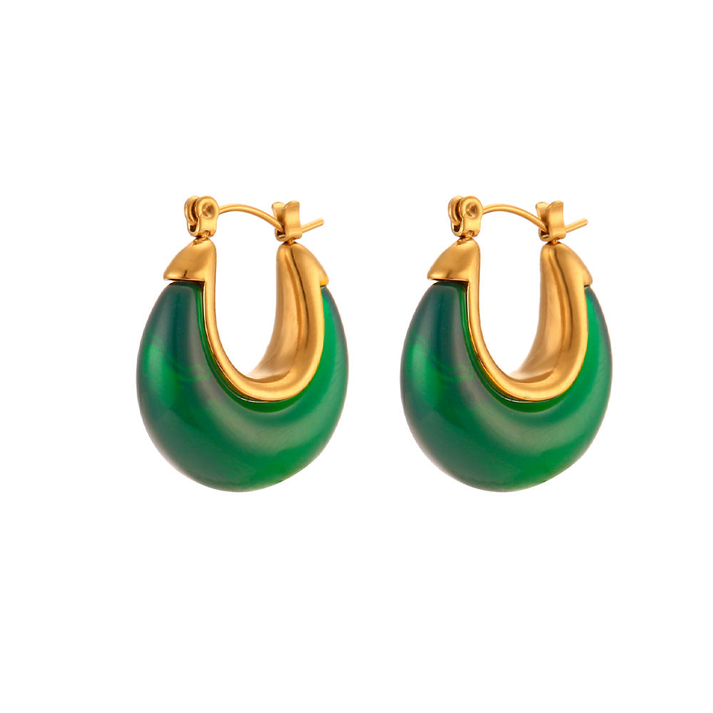 Minimalist Retro Fashion Stainless Steel Circular Hoop Earrings for Women with Plated Finish