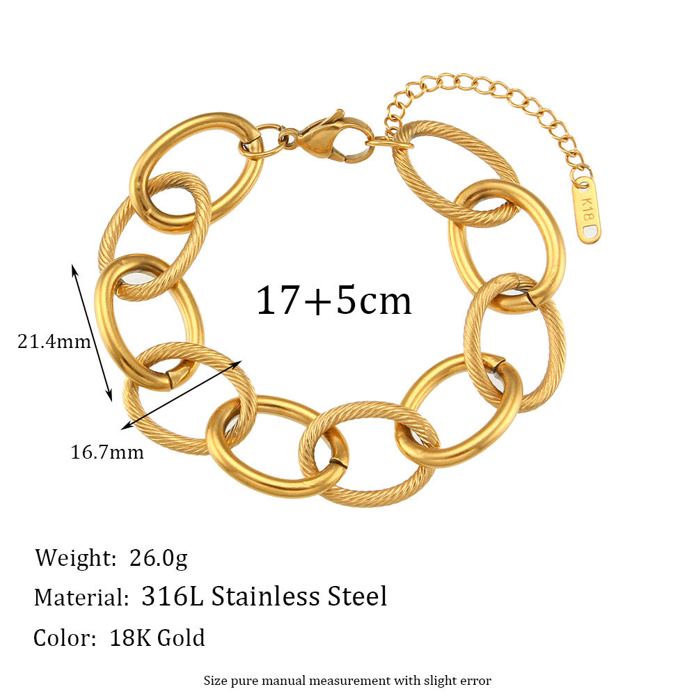 Collana da donna a catena cubana placcata in acciaio inossidabile, geometrica minimalista