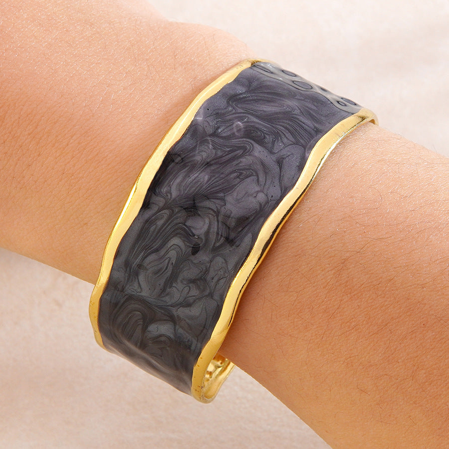 Geometric Drip Oil Plated Stainless Steel Bracelet