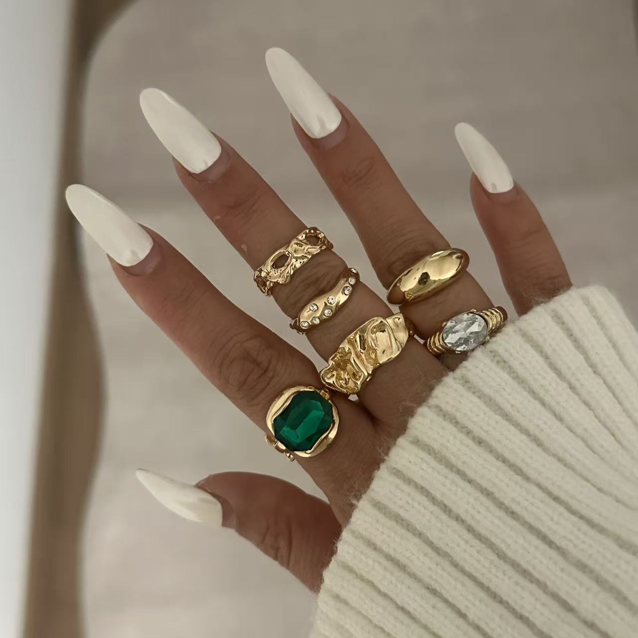 Anello da donna in lega placcata con texture geometrica irregolare