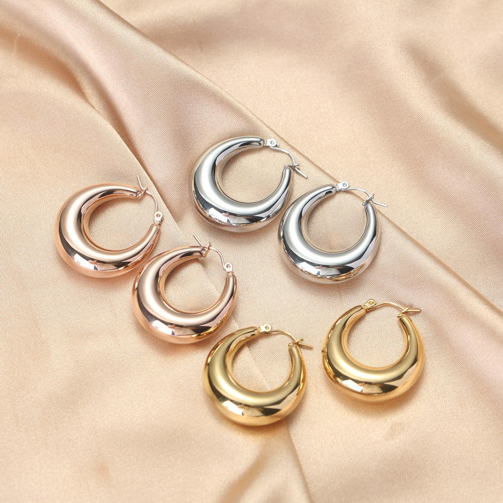 Orecchini Minimalisti Geometrici da Donna in Acciaio Inossidabile con Placcatura Sottovuoto in Oro 18K
