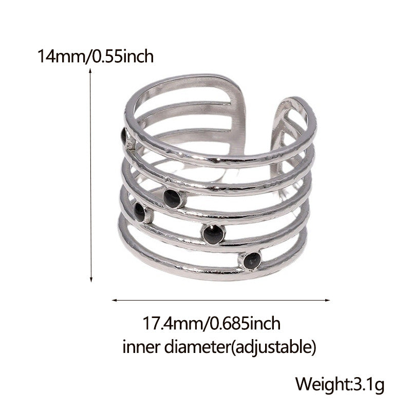 Minimalist Geometric Titanium Steel Open Ring for Women with Plated Finish and Clean Line Design
