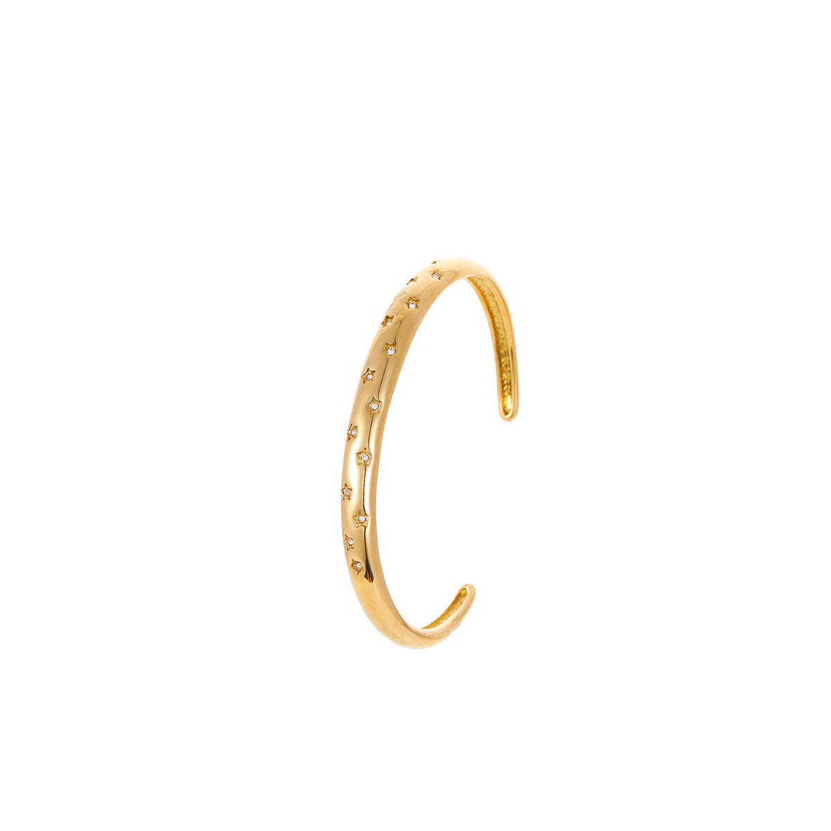 Fashionable Geometric Star-Shaped Titanium Steel Bracelet with Rhinestone Inlay for Women