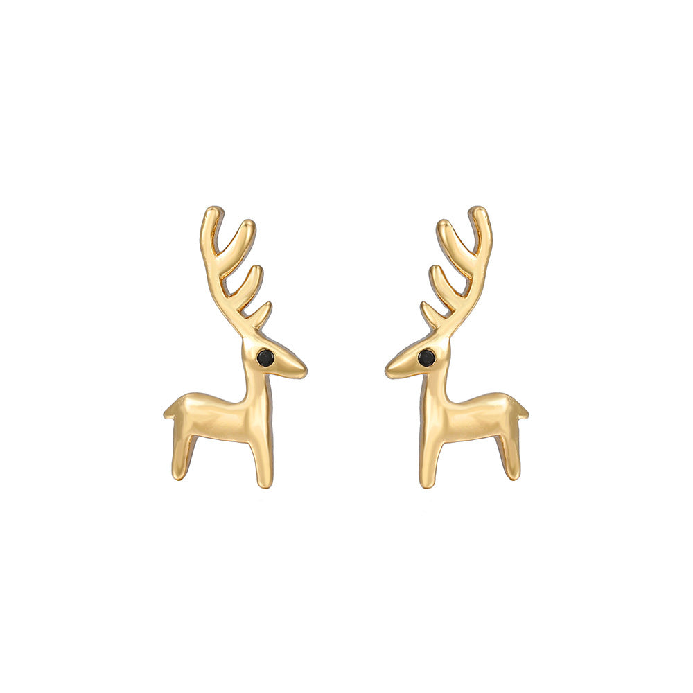 Vintage Sweet Butterfly Geometric Gold Plated Brass Stud Earrings with Cubic Zirconia