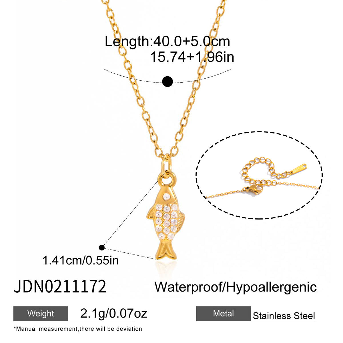 Fish Shape Titanium Steel Pendant Stainless Steel Plated Necklace and Earring Set for Women