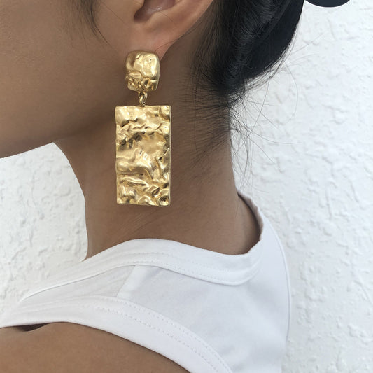 Orecchini Geometrici Minimalisti in Lega con Finitura Placcata da Donna