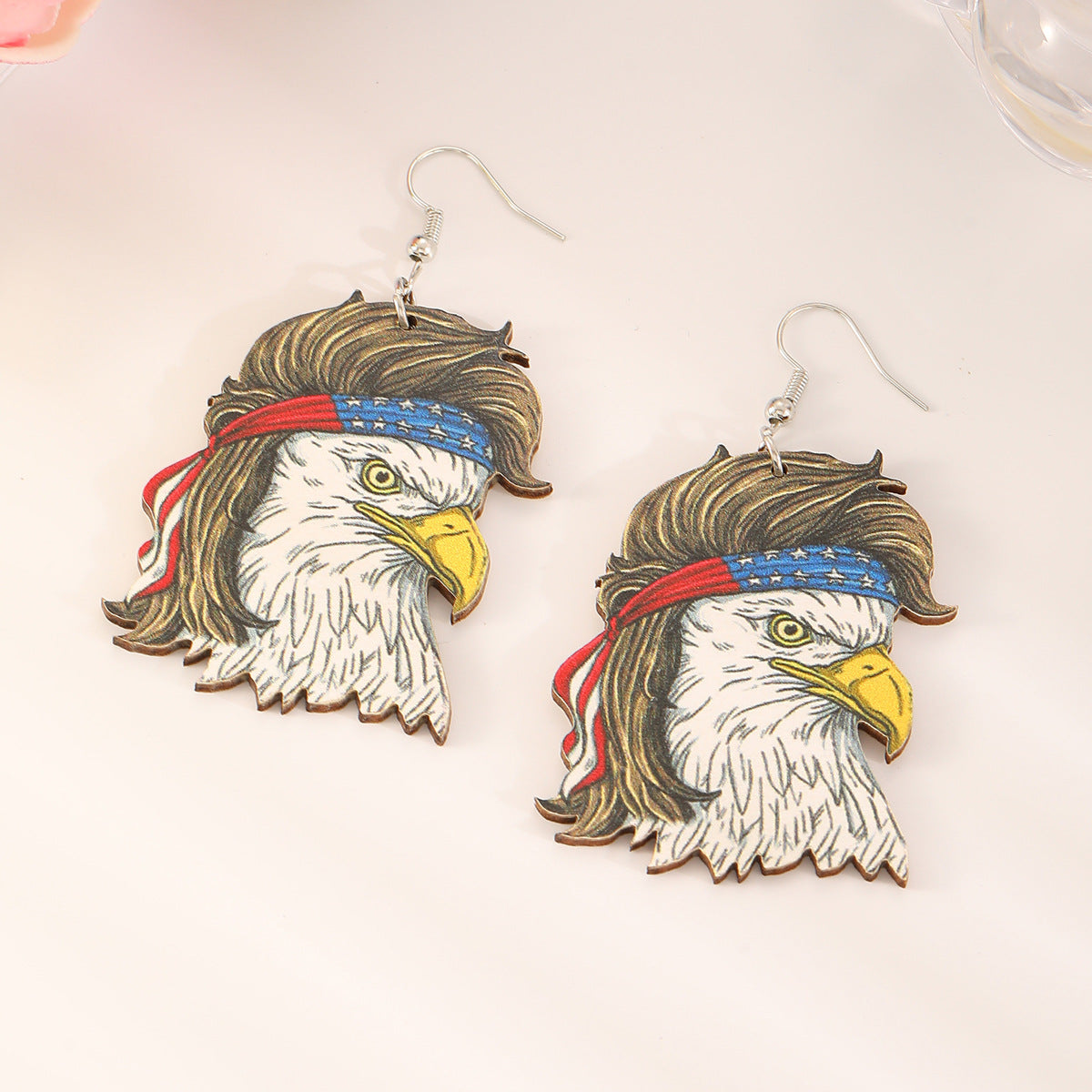 Pendientes de Madera Geométricos Minimalistas Estampados para Mujer