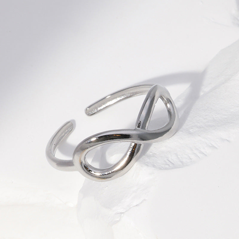 Sweet Minimalist Bowknot Titanium Steel Adjustable Ring for Women with Plated Finish