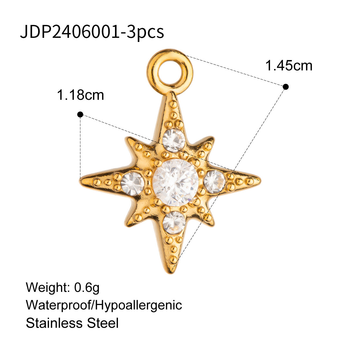 Charm a barra con perle minimalista in acciaio inossidabile per accessori fai-da-te di gioielli da donna