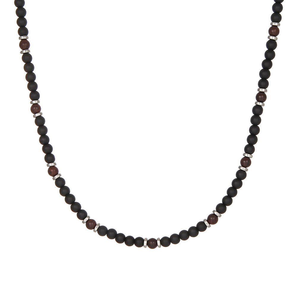 Bohemian Handmade Plated Alloy Moon Beaded Necklace with Turquoise Tiger Eye and Coconut Shell