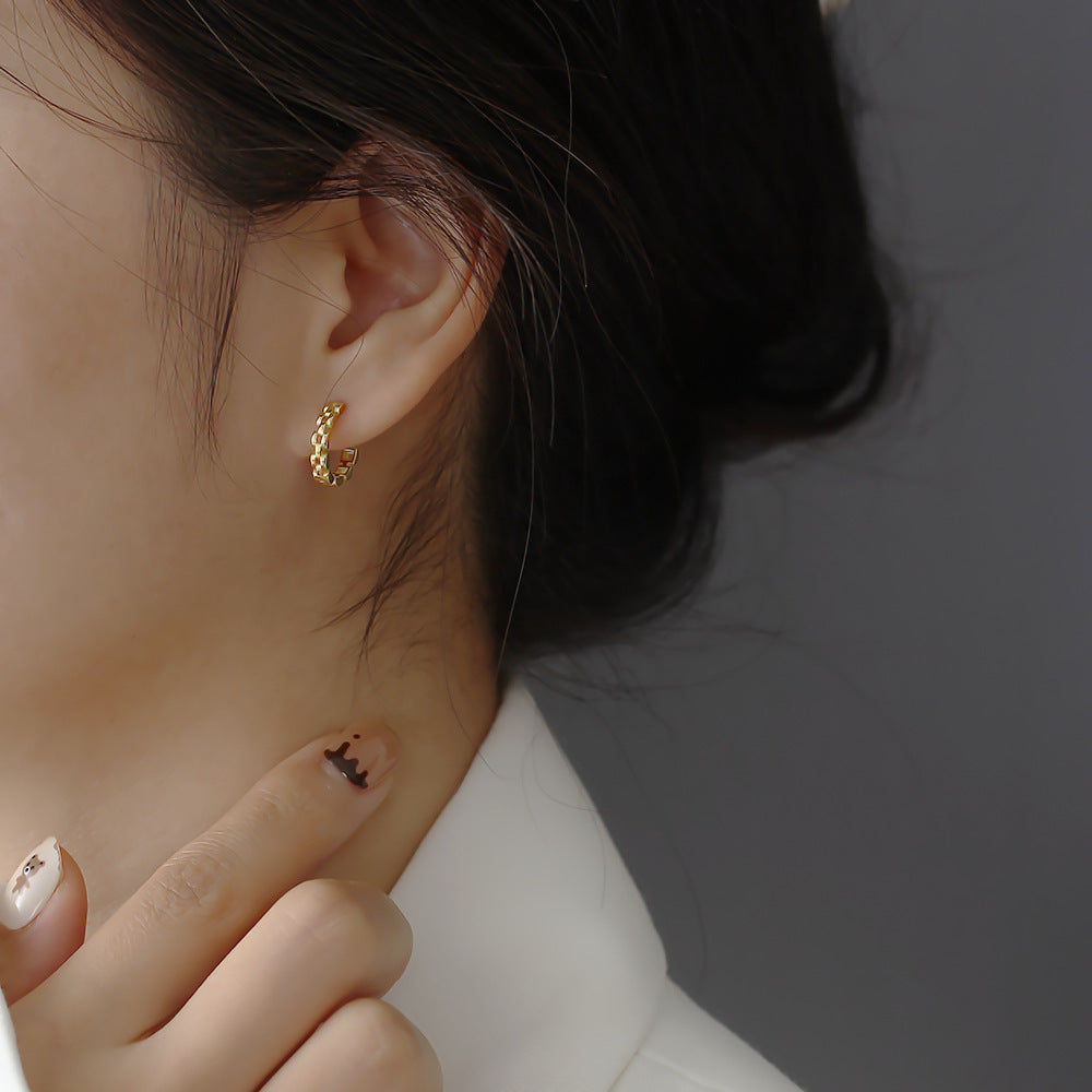 Orecchini a perno da donna in argento Sterling S925 geometrici minimalisti con finitura placcata