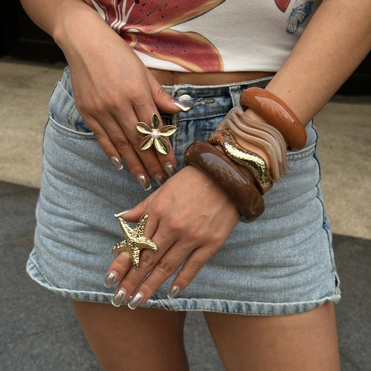 Bracciale in resina con smalto a goccia, motivo geometrico, lusso casual
