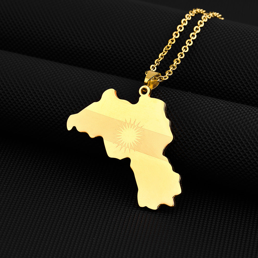 Collana con Pendente Geometrico Vintage in Acciaio Inossidabile con Finitura Smaltata per Uso Unisex