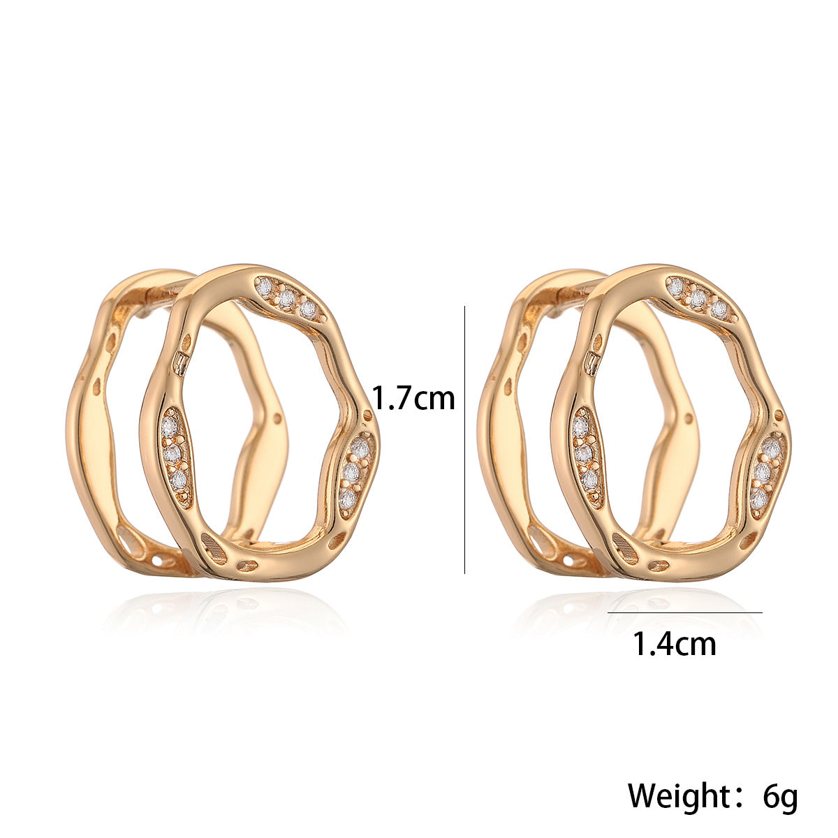 Minimalist Irregular Geometric Zircon Stud Earrings for Women with Hollow Design and Micro-Pave Setting