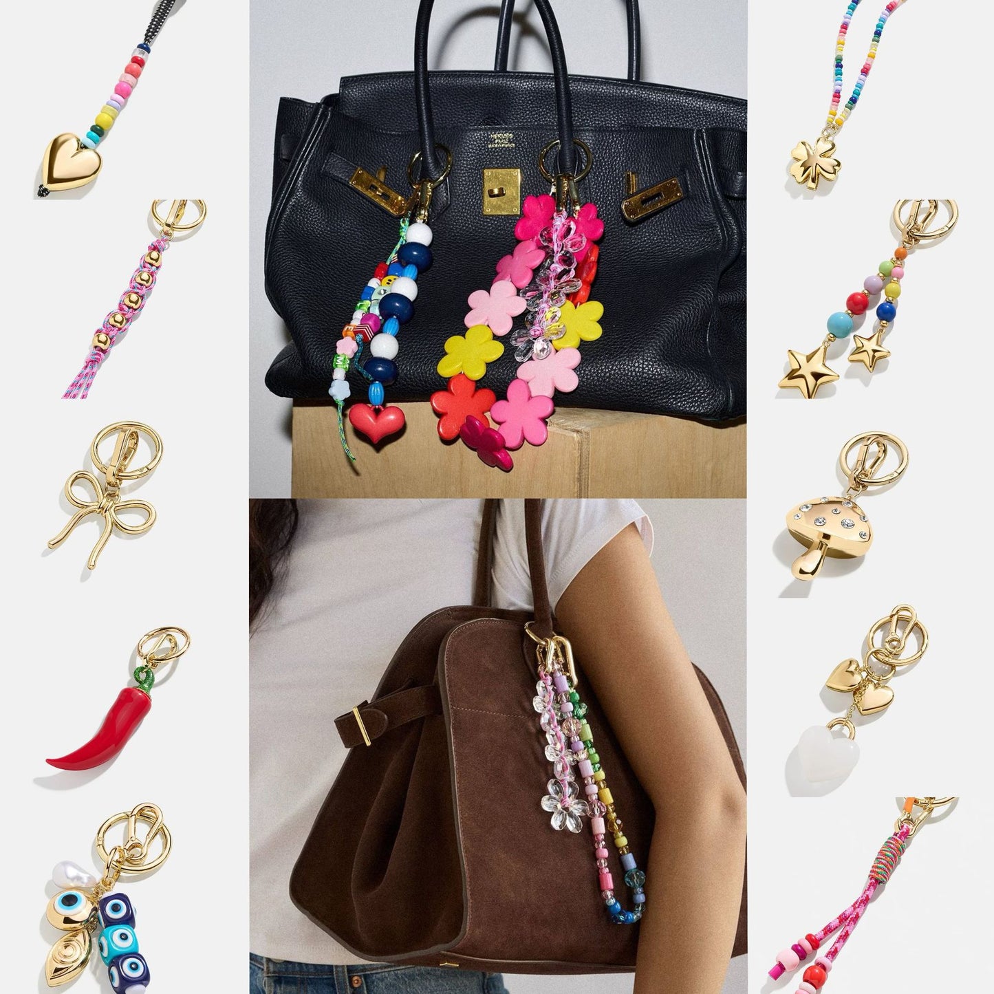 Minimalist Floral Plated Alloy Charm Bar Keychain for Women