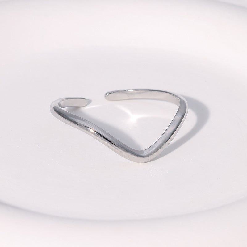 Minimalist Geometric Stainless Steel Open Ring with Polished Finish for Women