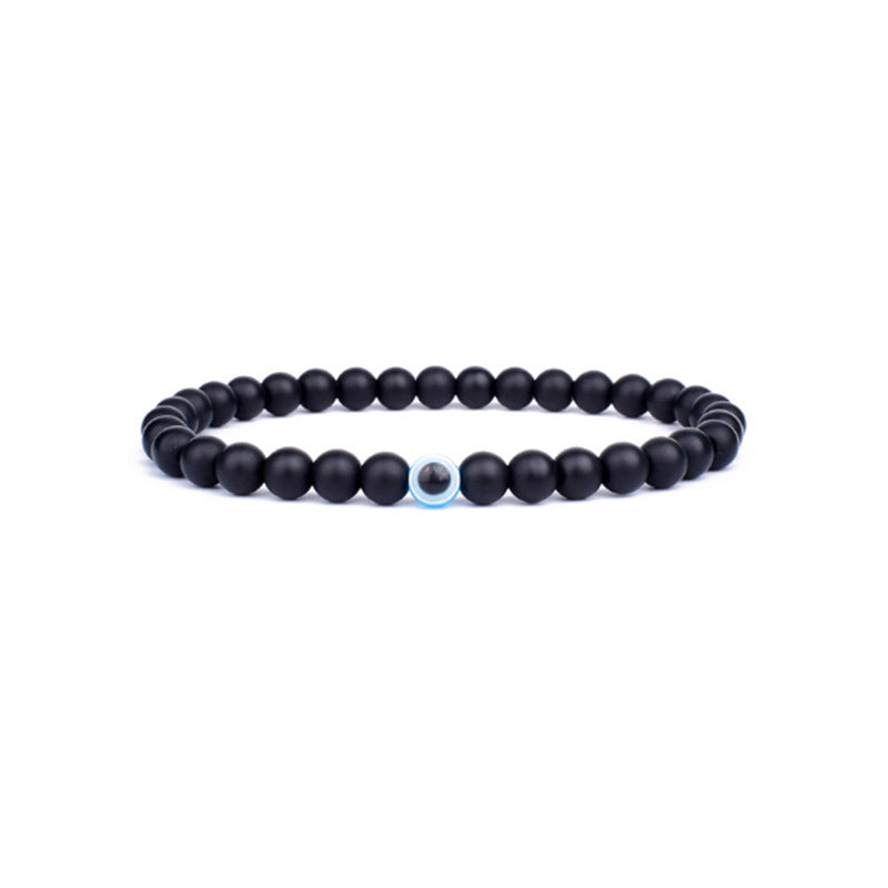 6mm Geometric Resin Beaded Stretch Bracelet Evil Eye