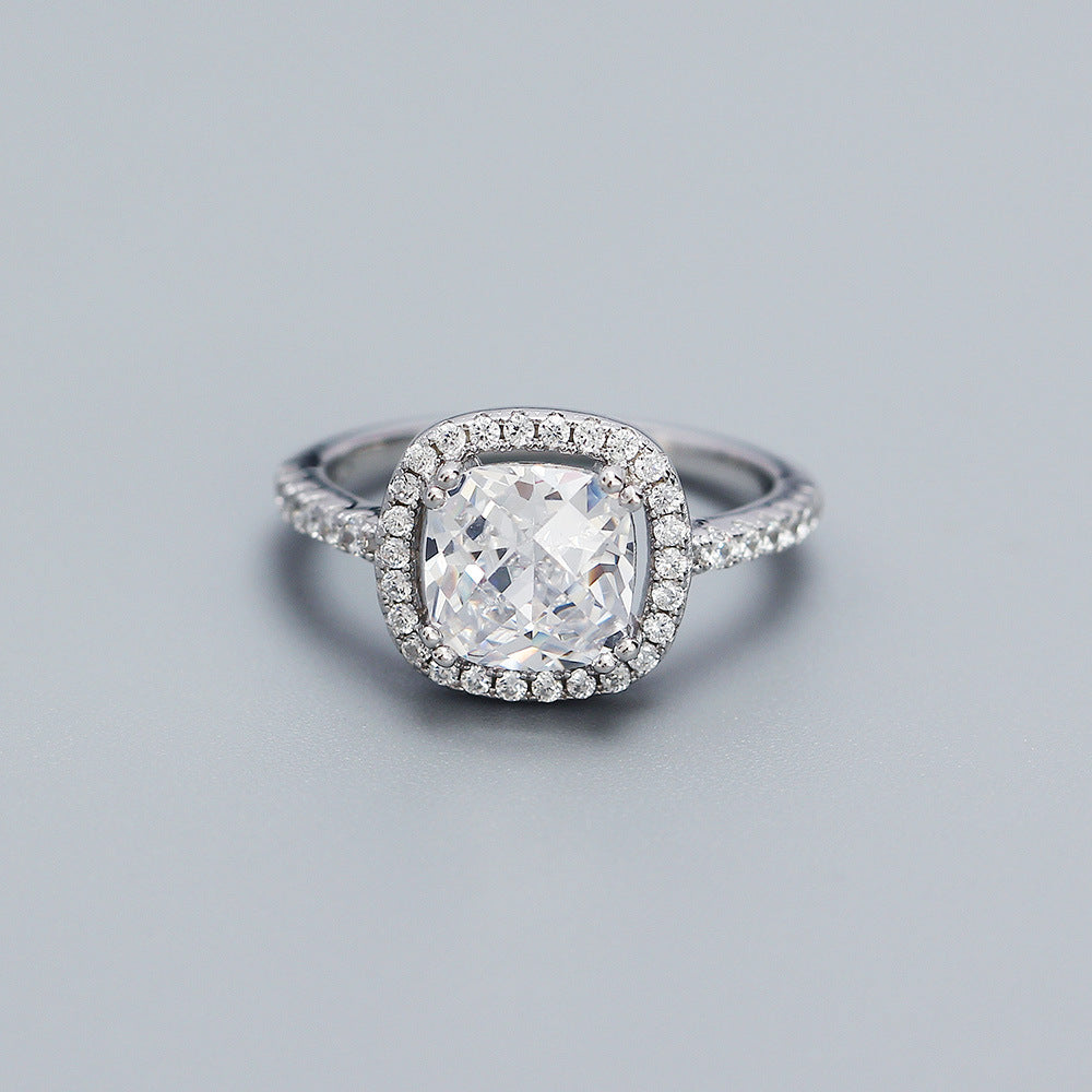 Anello da Donna di Lusso Geometrico Lucido con Zirconi in Argento Sterling 925