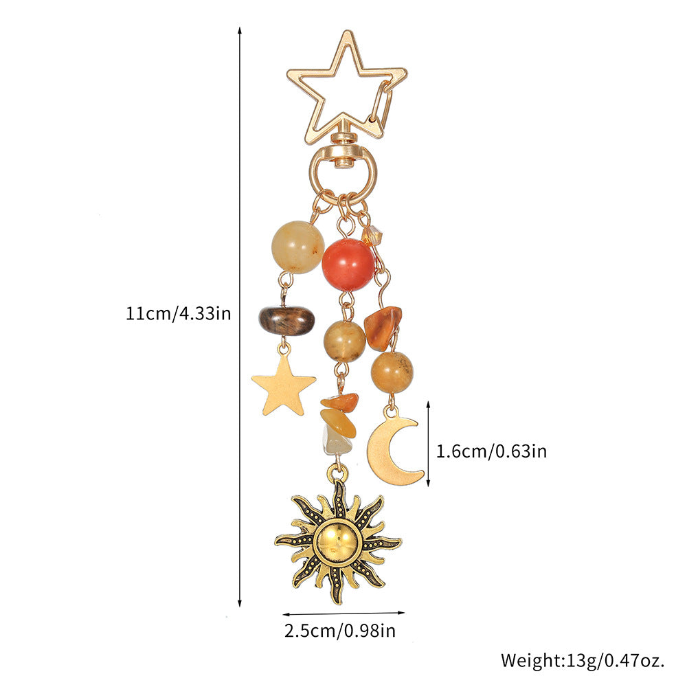 Sweet Minimalist Geometric Star Moon Zinc Alloy Keychain Bag Charm